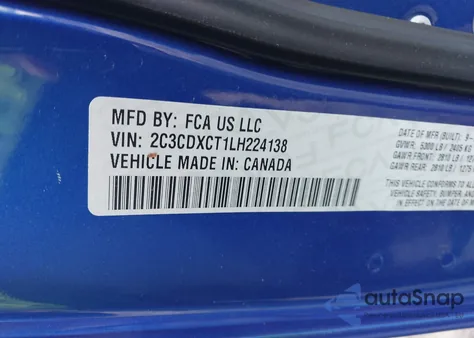 2020 Dodge Charger R/T Rwd z USA, uszkodzony, nr VIN 2C3CDXCT1LH224138